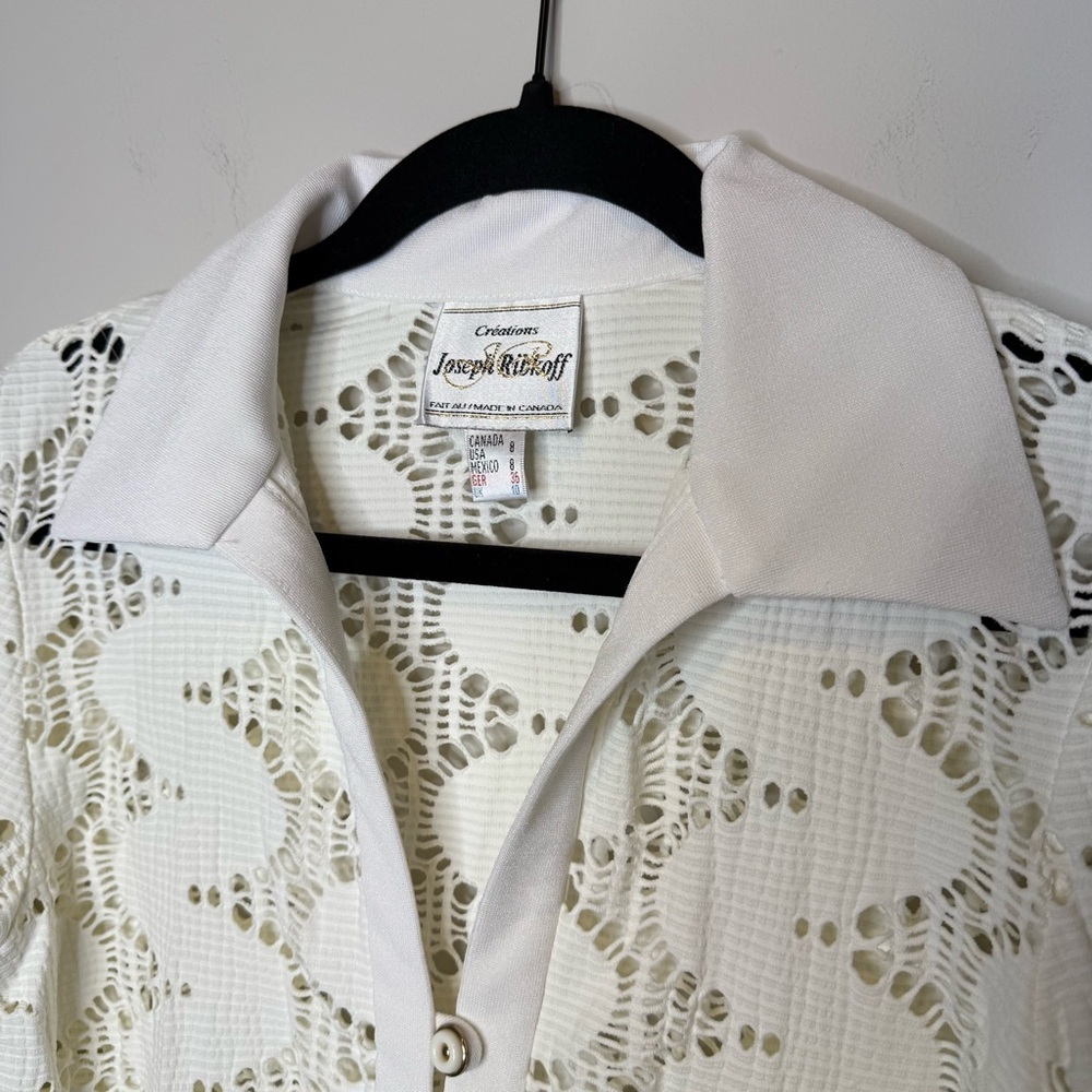 Joseph Ribkoff Ivory Lace Button-Up Top - Picture 2 of 5